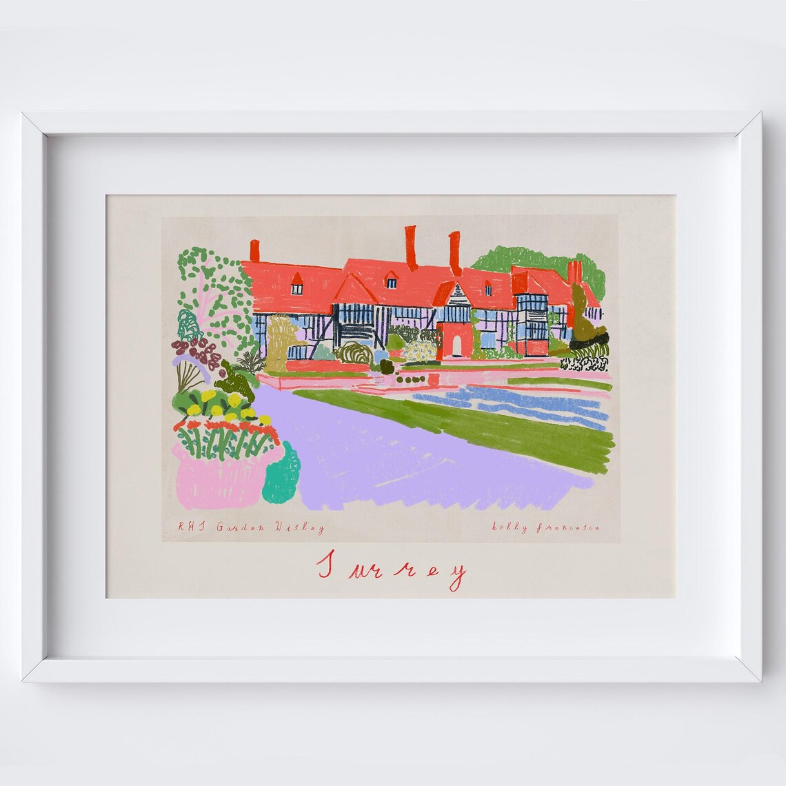 RHS Garden Wisley Travel Poster, Surrey Landmark