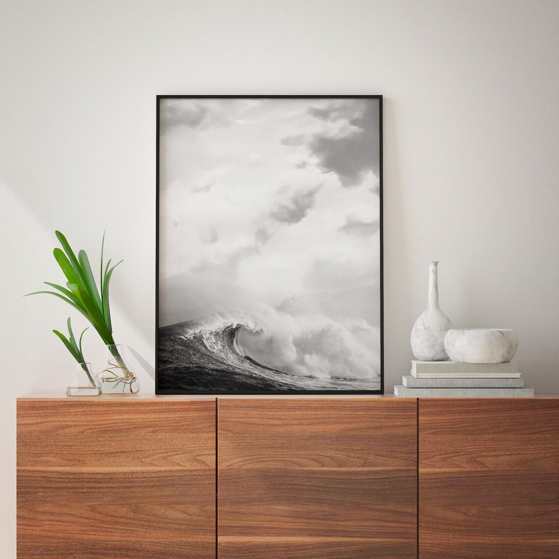 Ocean Print, Black and White Coastal Wall Art - Image 2