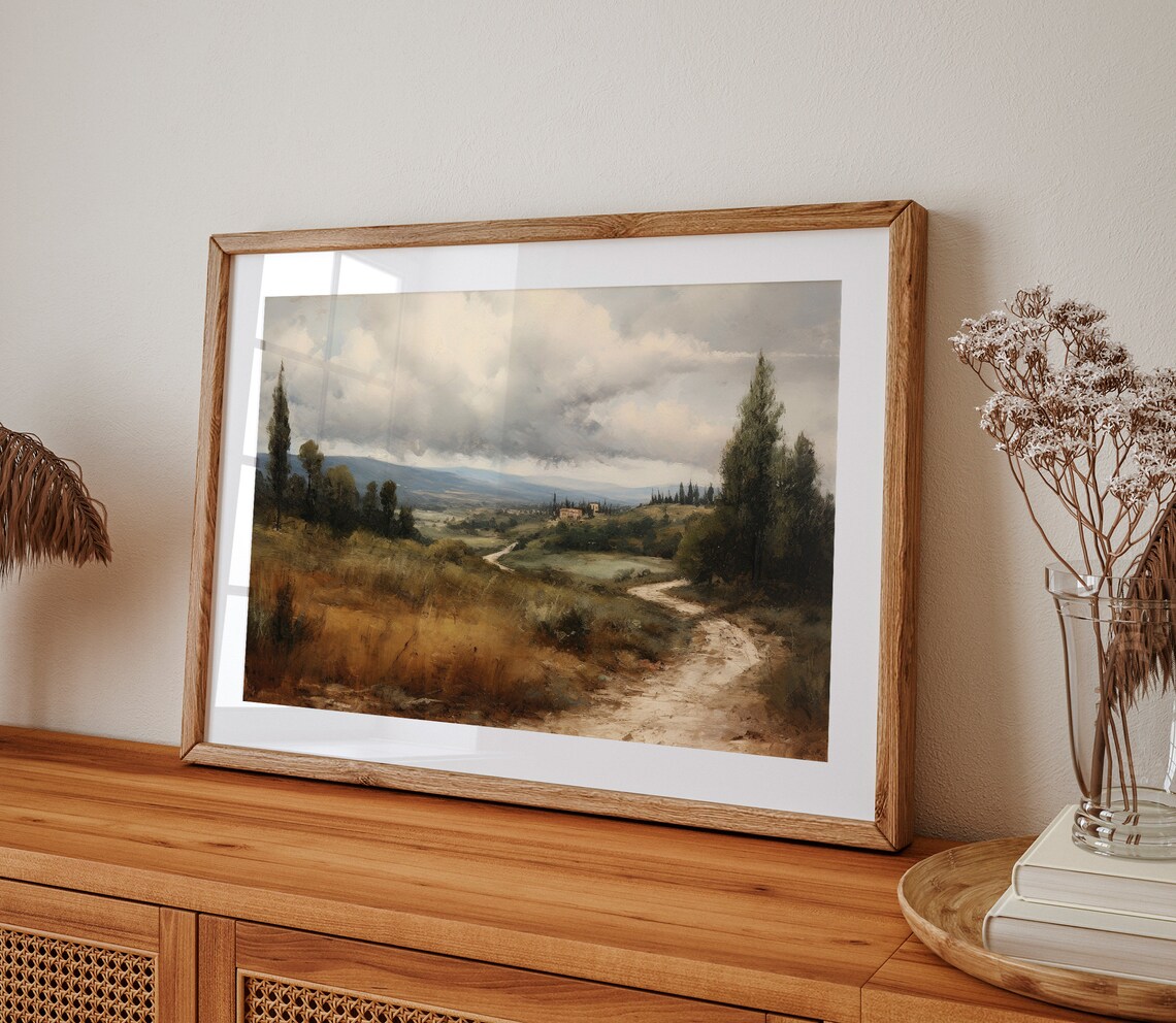Tuscan Country Road With Cypress Trees Landscape Painting Poster - Image 2