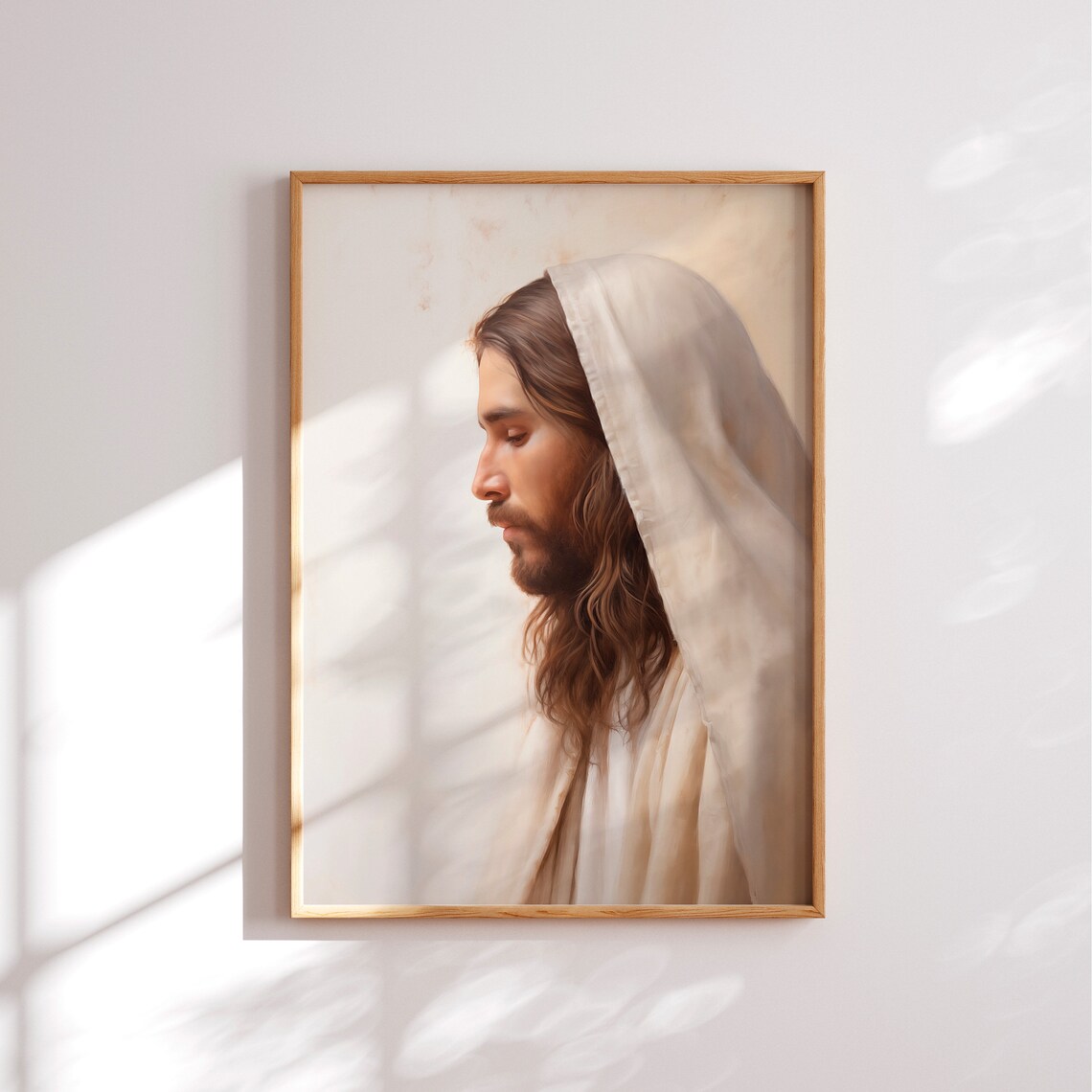 Jesus Christ Portrait In Soft Ivory Tones Serene Christian Religious Poster - Image 6