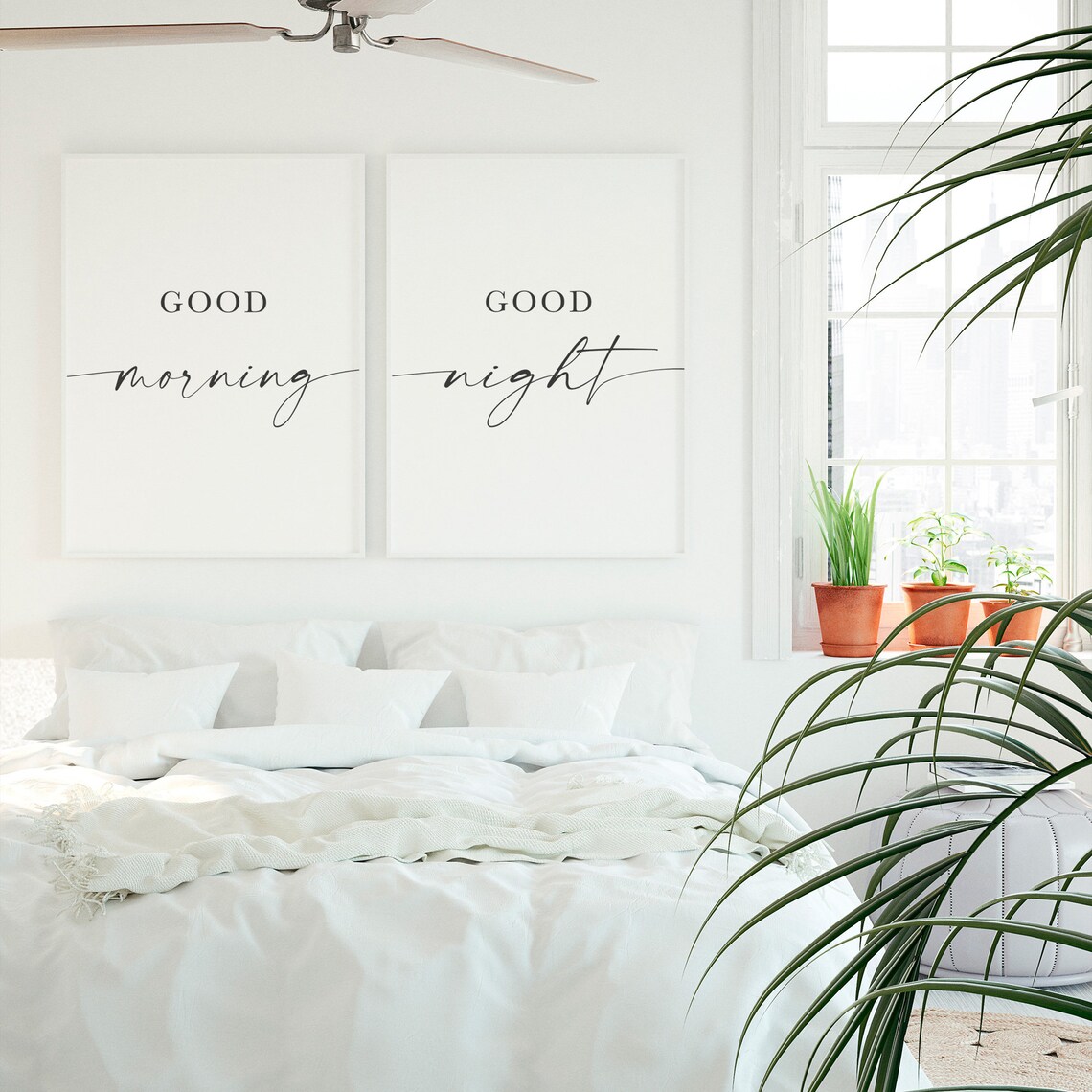Good Morning Good Night Sign, Bedroom Wall Art - Image 2