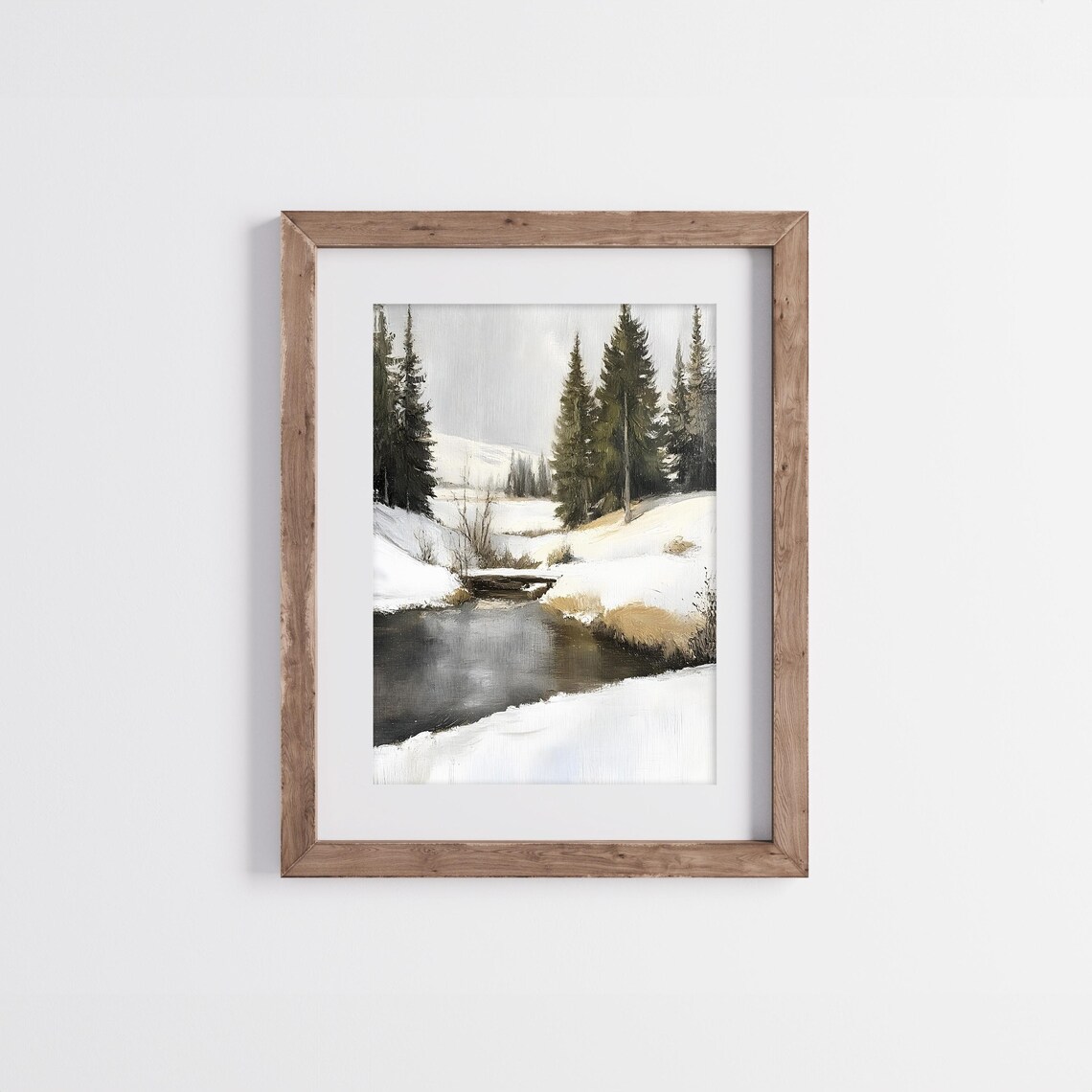 Vintage Winter Landscape, Snowy Forest Reflection - Image 4