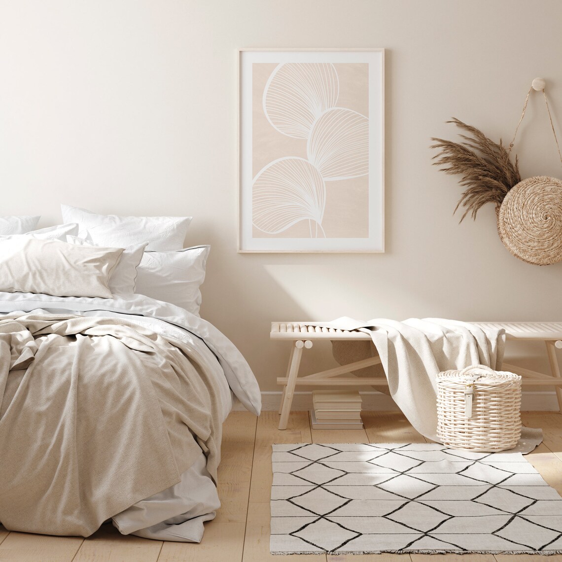 Botanical Beige and Blush Pink Art Print - Image 2