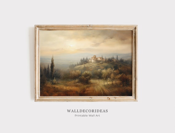 Toscana Oil Painting Vintage Wall Art Antique Oil Painting Farmhouse Print Nature Wall Art Wall Art
