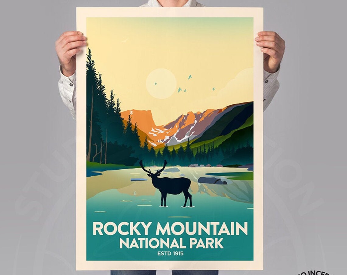 Rocky Mountain National Park Travel Poster, Established 1915 - Image 2