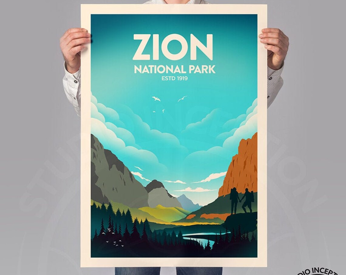 Zion Vintage Travel Poster, Minimalist Nature Print - Image 4
