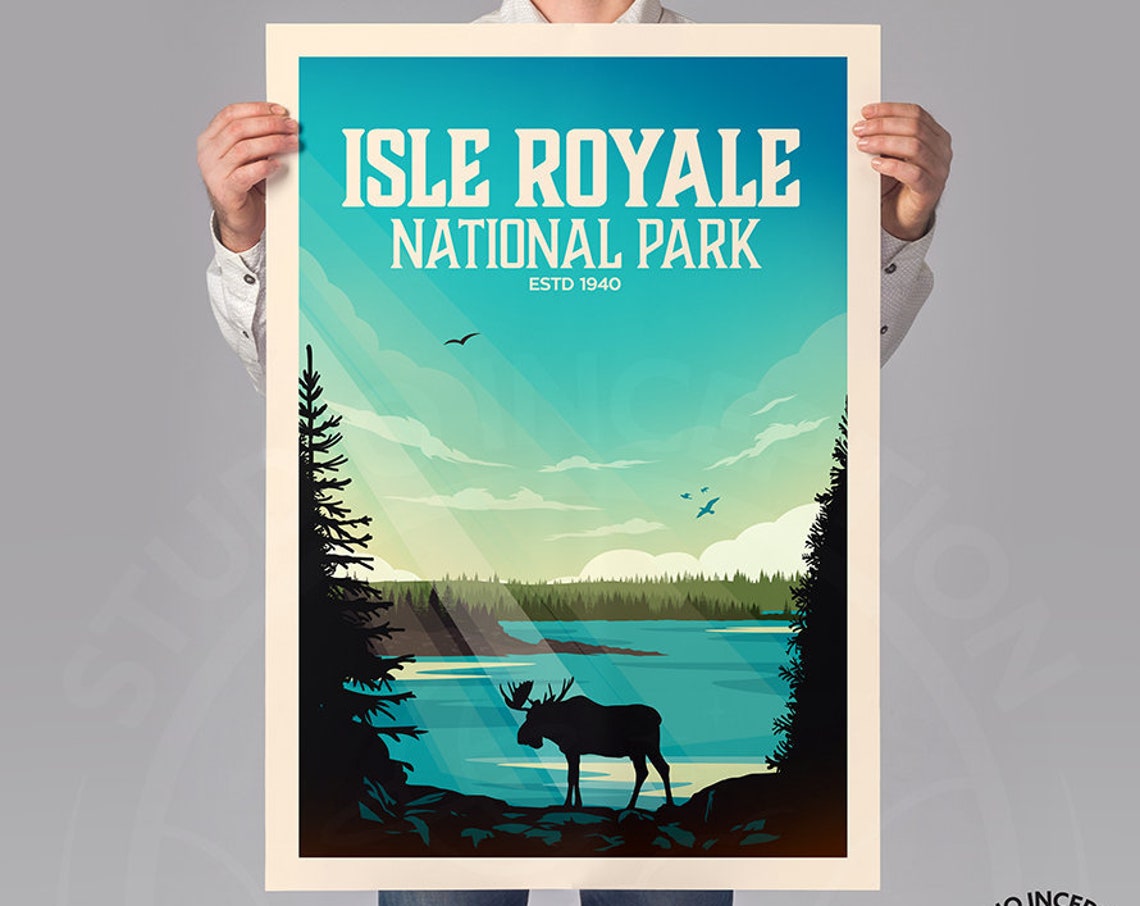 Isle Royale National Park Moose Lake Wilderness Travel Poster - Image 2