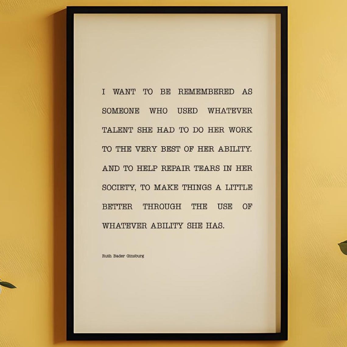 Ruth Bader Ginsburg Remembered Legacy Quote Library Style Wall Poster - Image 6
