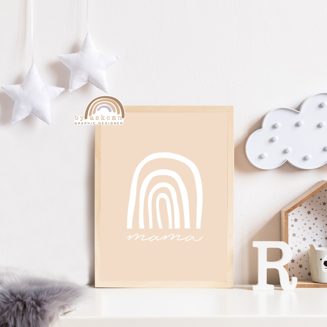 Newborn Art Baby Room Poster Mom And Baby Print Rainbow Wall Decor Print Minimalist Nursery Art Nursery Art Rainbow Boho Decor Wall Art - Image 3