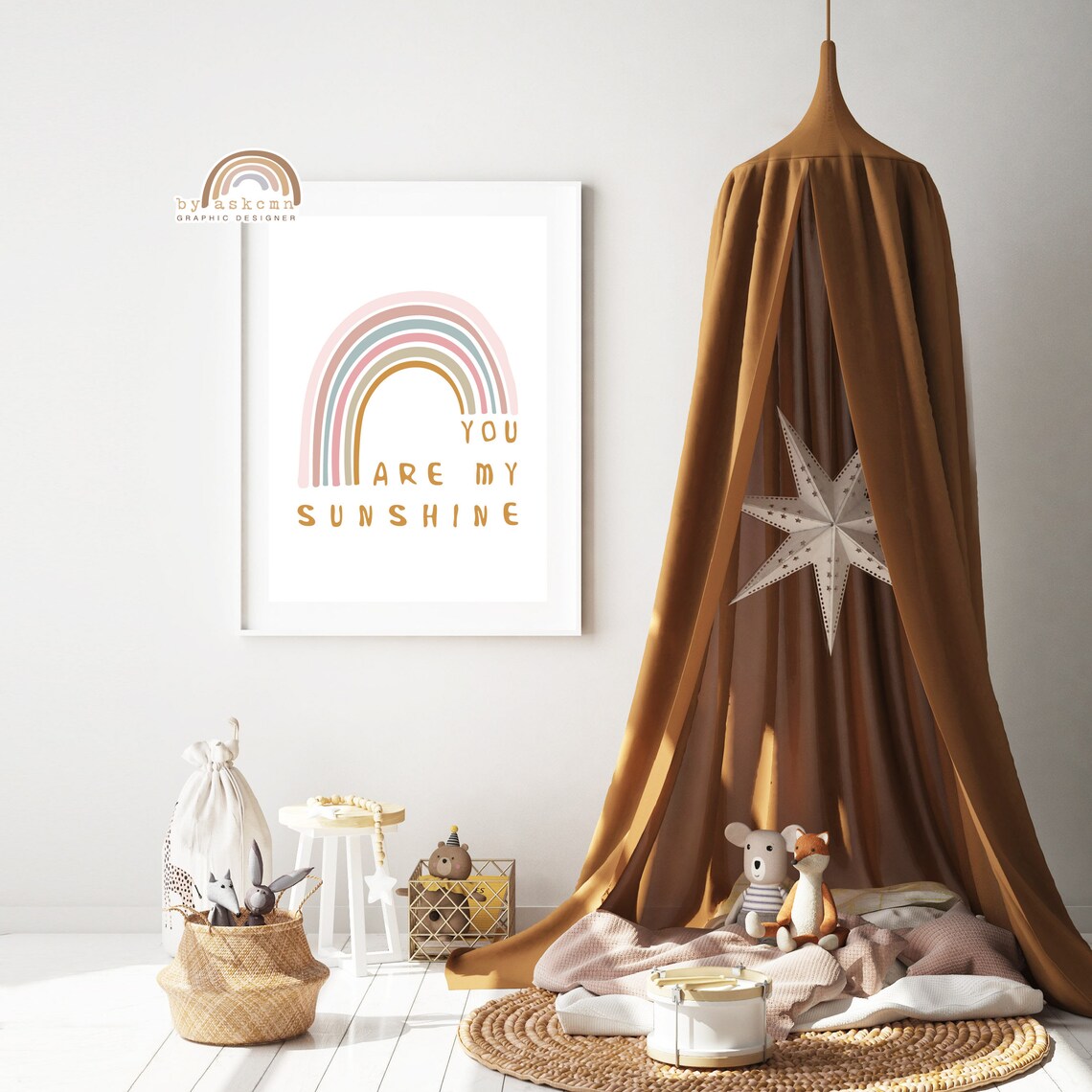 You Are My Sunshine Boho Nursery Print Rainbow Poster Living Room Art Print Baby Room Poster Birthday Gift Poster Nursery Print Art - Image 2
