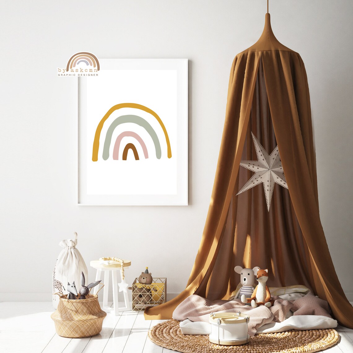 Rainbow Wall Decor Print Baby Room Poster Nursery Print Art Boho Rainbow Instant Neutral Rainbow Wall Decor Print - Image 4