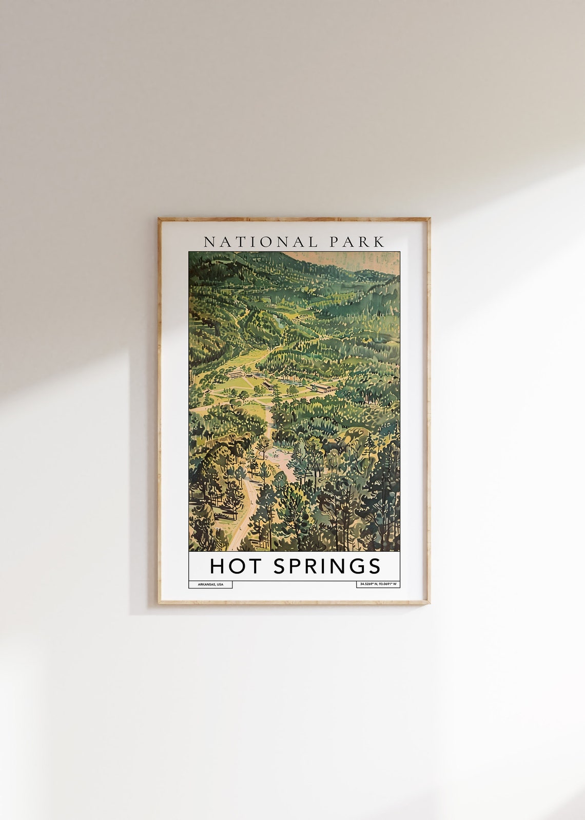 Hot Springs National Park Travel Print Hot Springs Arkansas Travel Poster United States Print Travel Print National Park Wall Art