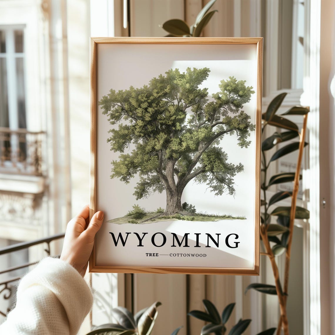 Wyoming Cottonwood Tree Botanical Minimalist Western State Poster - Image 2