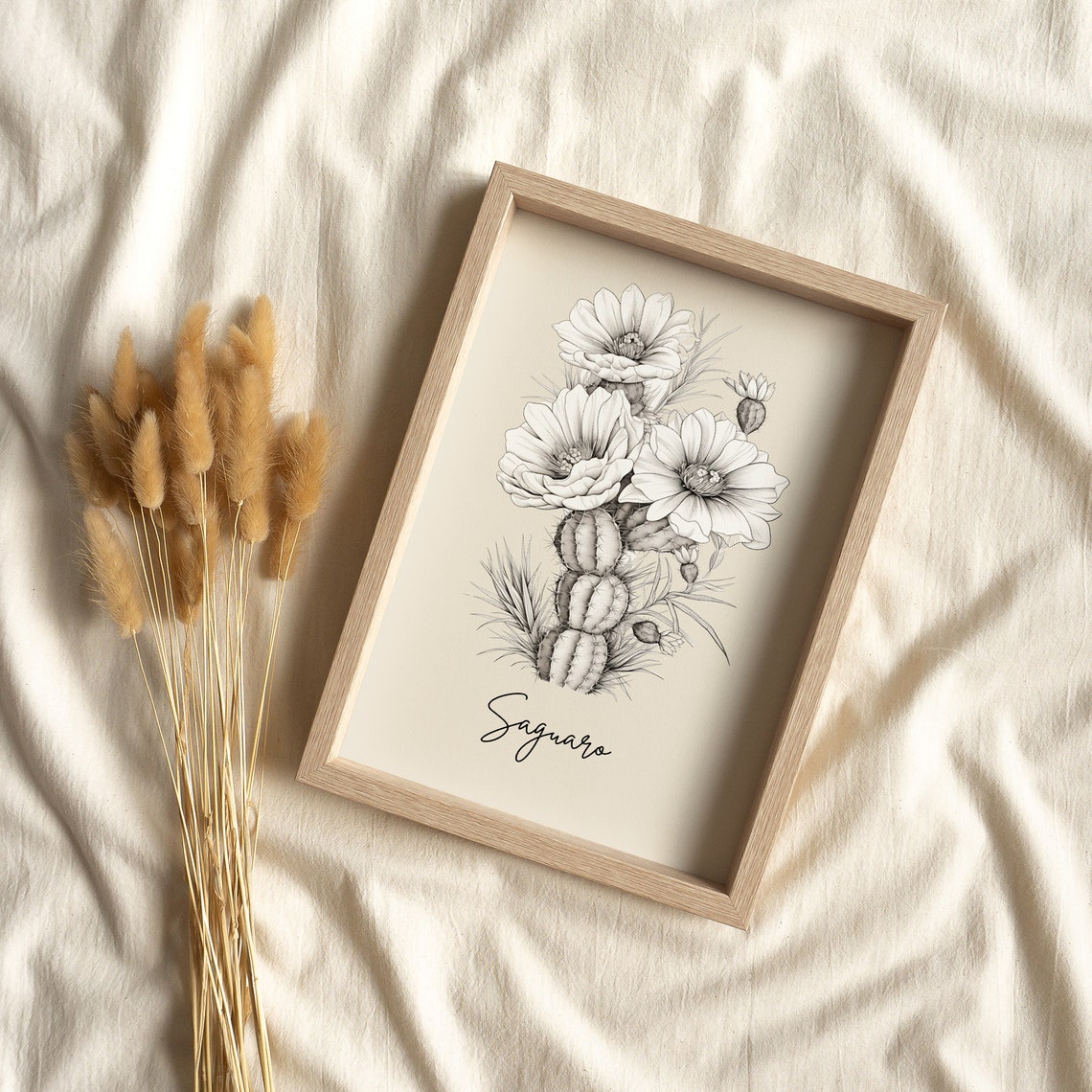 Saguaro Cactus Line Art Desert Botanical Minimalist Wall Art Print - Image 2