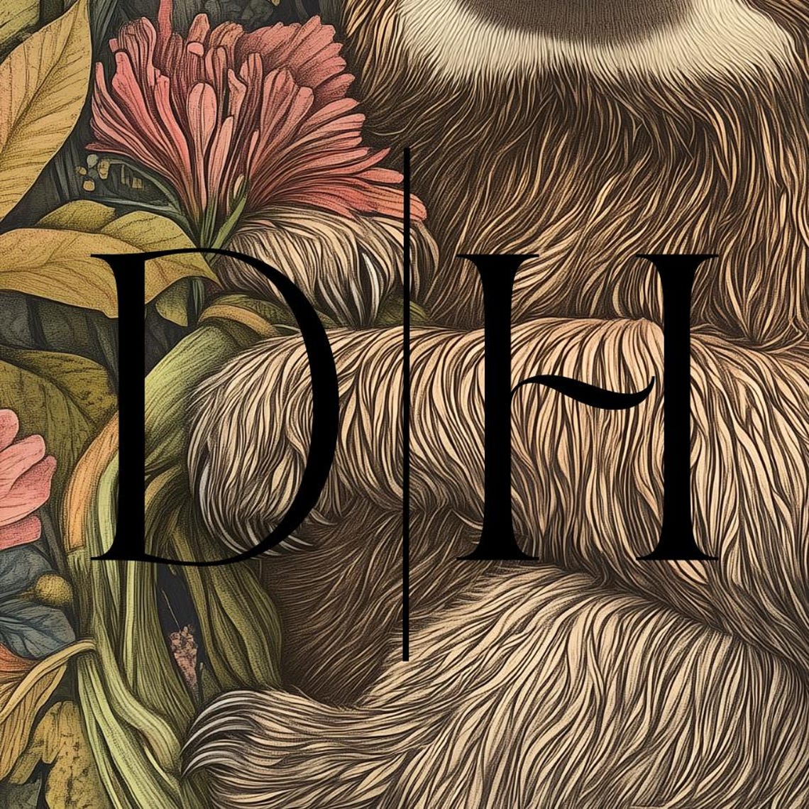 Smiling Sloth Wrapped On Branch Red Blossoms Cottagecore Art Poster - Image 3