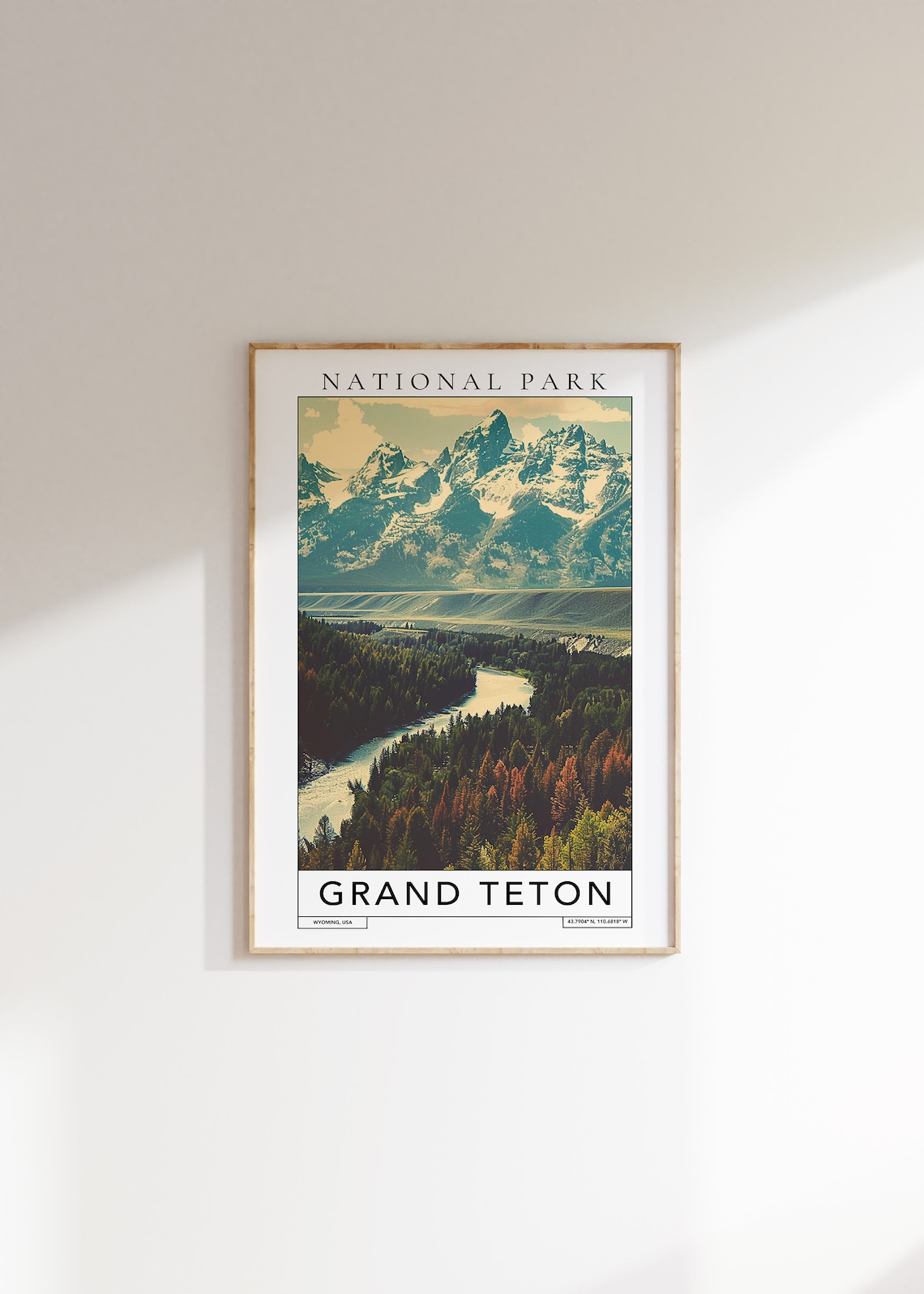 Grand Teton National Park Snowcapped Peaks River Valley Travel Poster