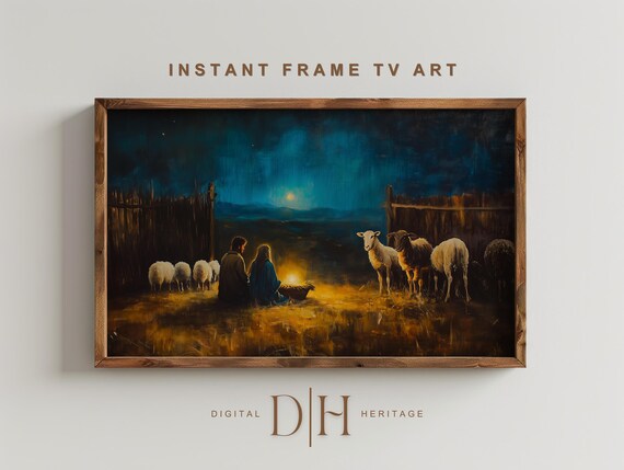 Frame Tv Art Nativity Christmas Tv Frame Art Moody Xmas Art Christmas Frame Tv Art Christmas Decor