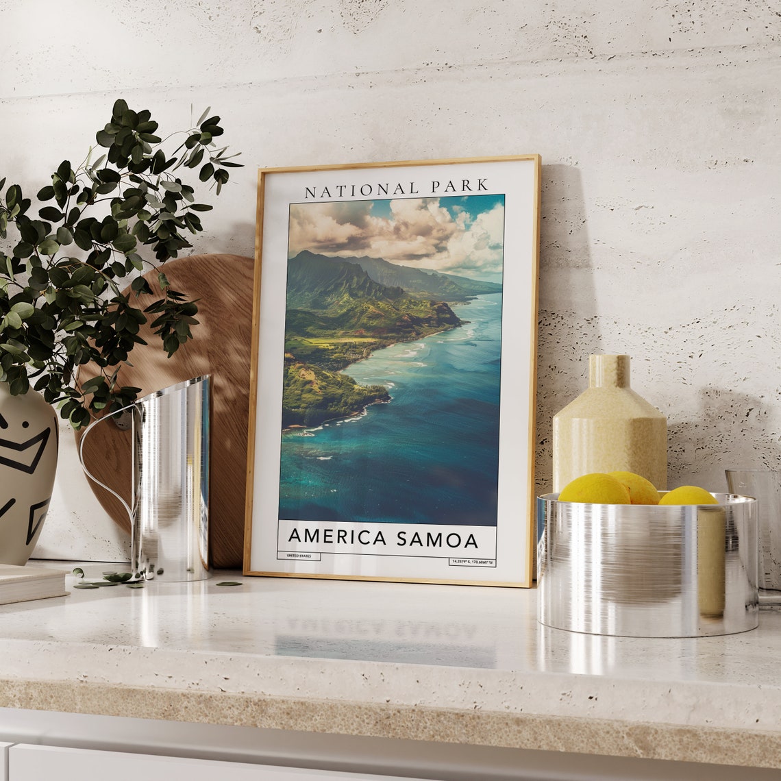 American Samoa Tropical Coast Ocean Cliffs National Park Poster - Image 2