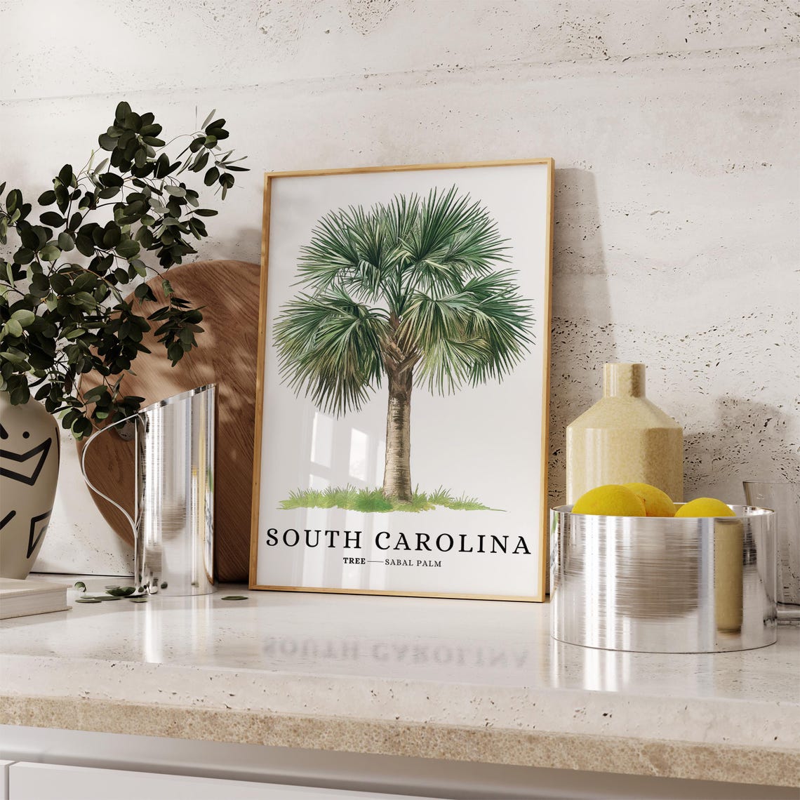 South Carolina State Tree Print Sabal Palm Tree Southern Wall Art State Symbol Art Minimalist Home Decor Botanical Art - Image 3