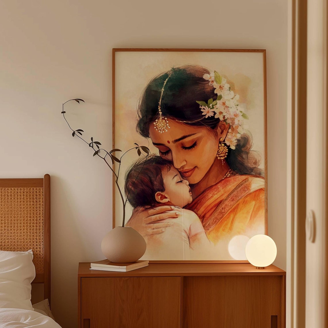 Indian Art Print Mother Child Art Print Motherhood Poster Gift To Mom To Be Indian Friend Gift South Asian Art Indian Mom Gift Traditional