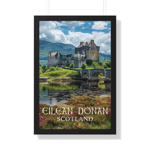 Eilean Donan Castle Vintage Travel Poster Scottish Landmark Art