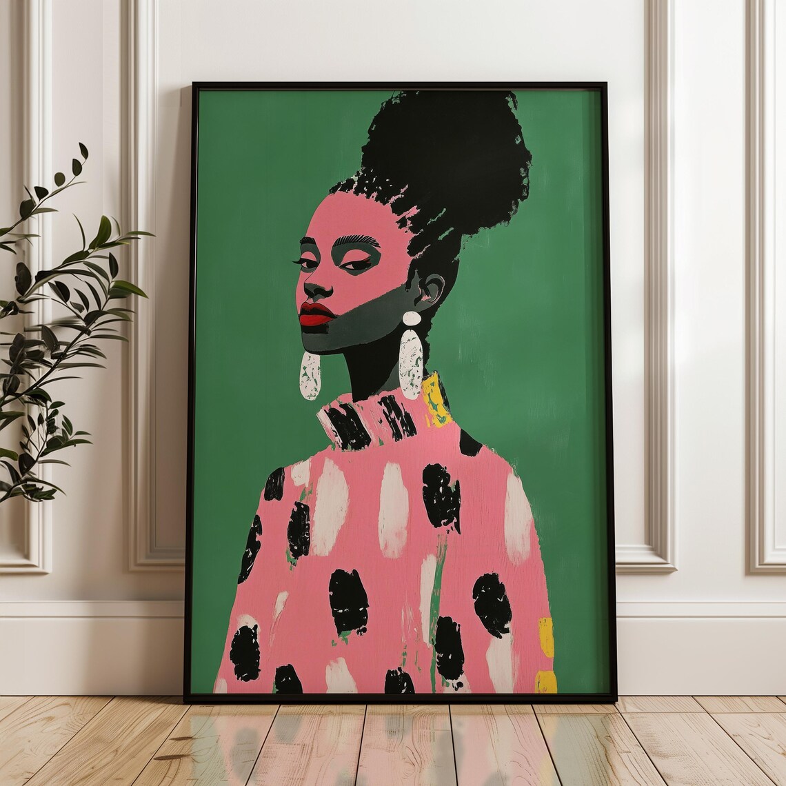 Bold Portrait of a Woman With Afro, Abstract Print