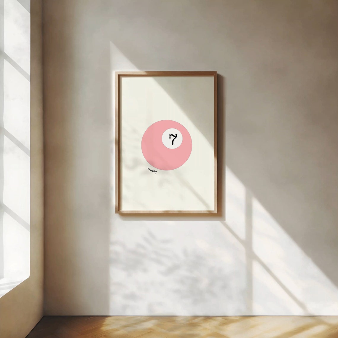 Lucky 7 Pink Pool Ball Minimalist Retro Billiards Game Wall Art - Image 3