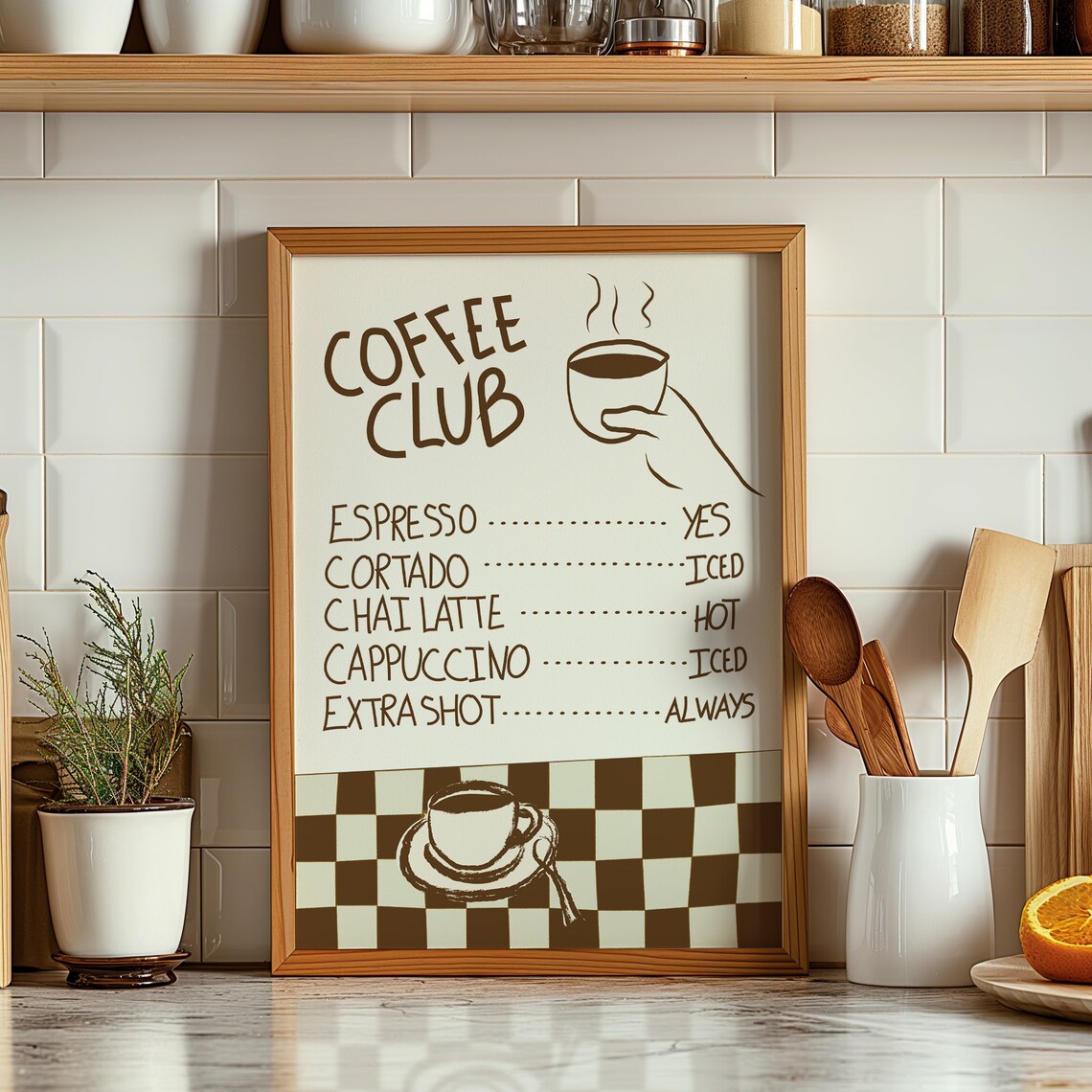 Coffee Menu Retro Kitchen Art Print - Image 3