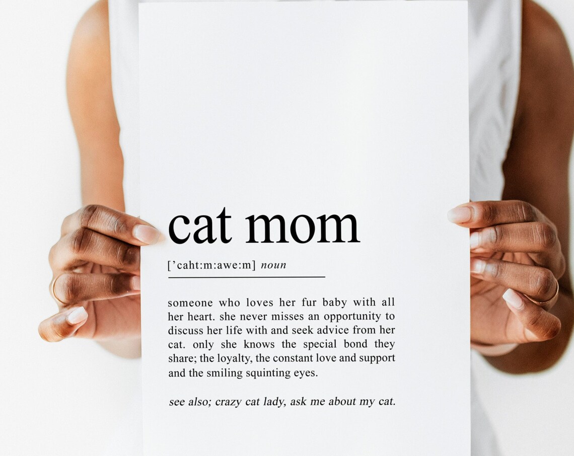 Cat Mom Definition Poster, Kitchen Wall Decor