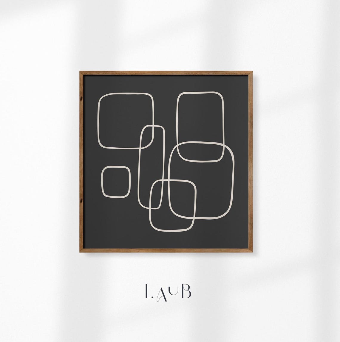 Black and White Midcentury Geometric Squares Abstract Art Poster - Image 2