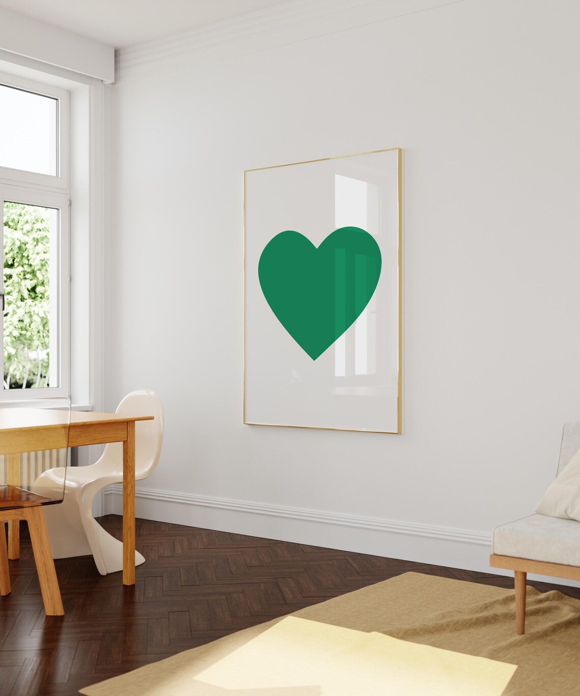 Mid-Century Valentine Green Heart Art Print - Image 2