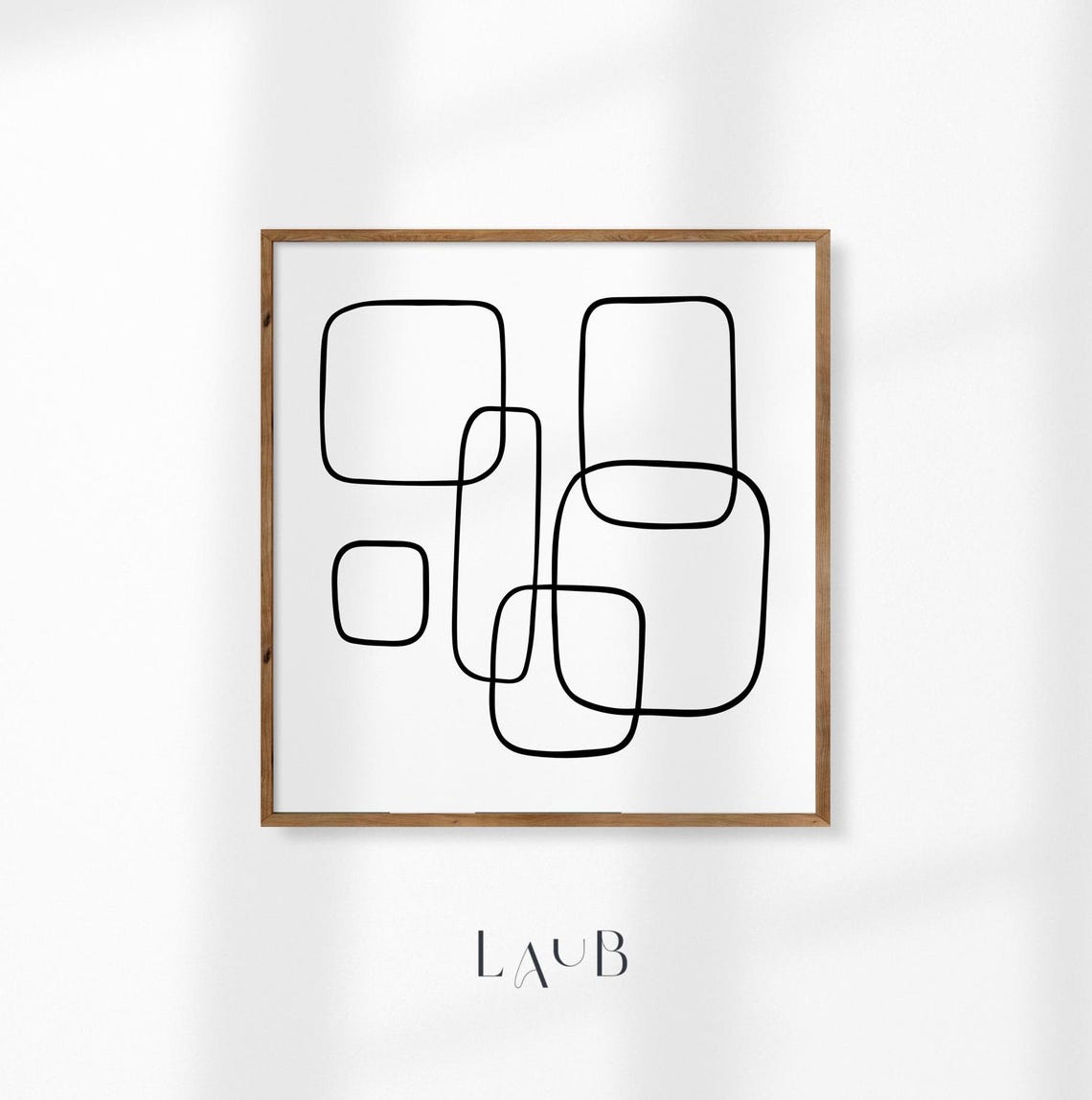 Black Interlocking Rounded Squares Square Minimalist Art Print - Image 2