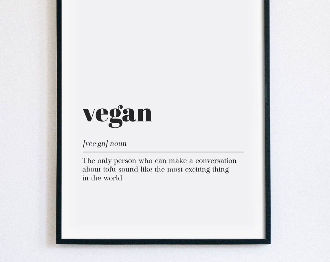 Vegan Definition Funny Dictionary Poster for Plant Based Kitchens