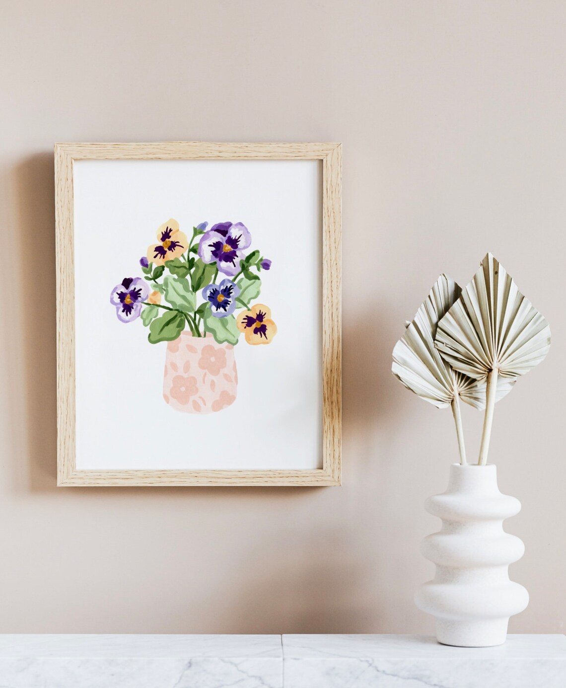 Pansies In A Vase Art Print, Watercolor Floral - Image 3