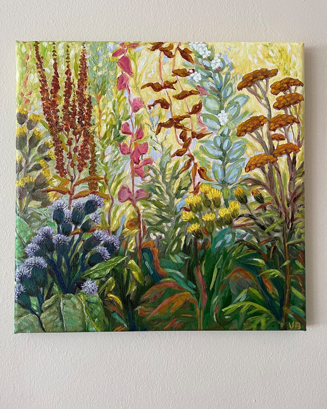 Fall Wildflower Valley Golden Meadow Impressionist Landscape Oil Art - Image 4