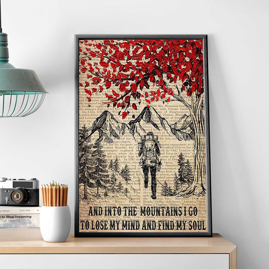Girl Hiking Mountain, Into the Mountains I Go Poster - Image 2