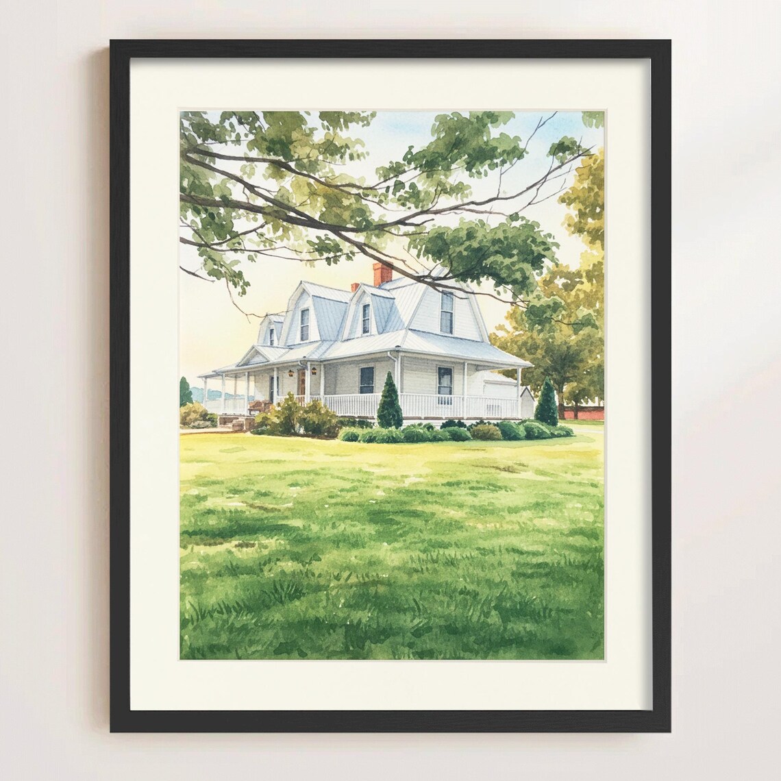 Custom House Watercolor Home Christmas Art Print
