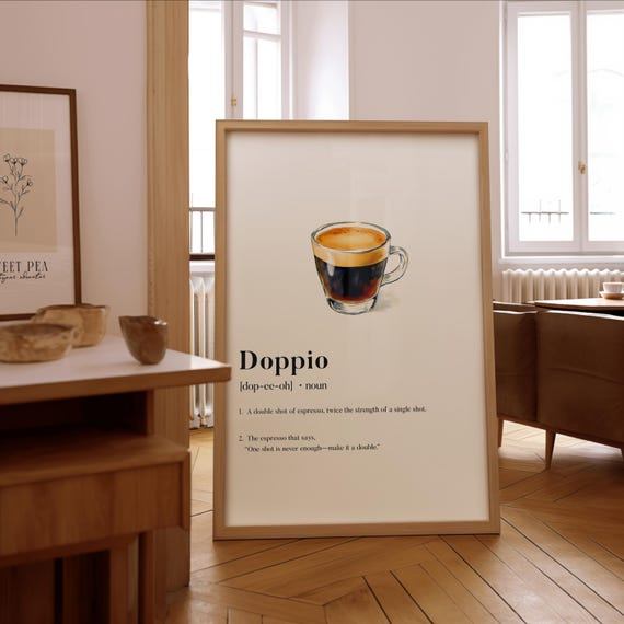Doppio Definition Print Specialty Coffee Wall Art Framed Or Unframed Poster Gift For Baristas Lovers