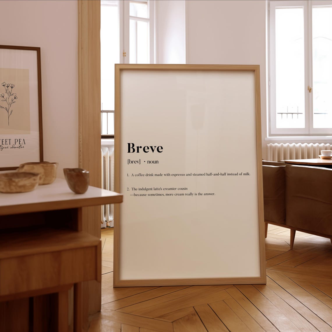 Breve Coffee Definition Creamy Espresso Minimalist Cafe Poster