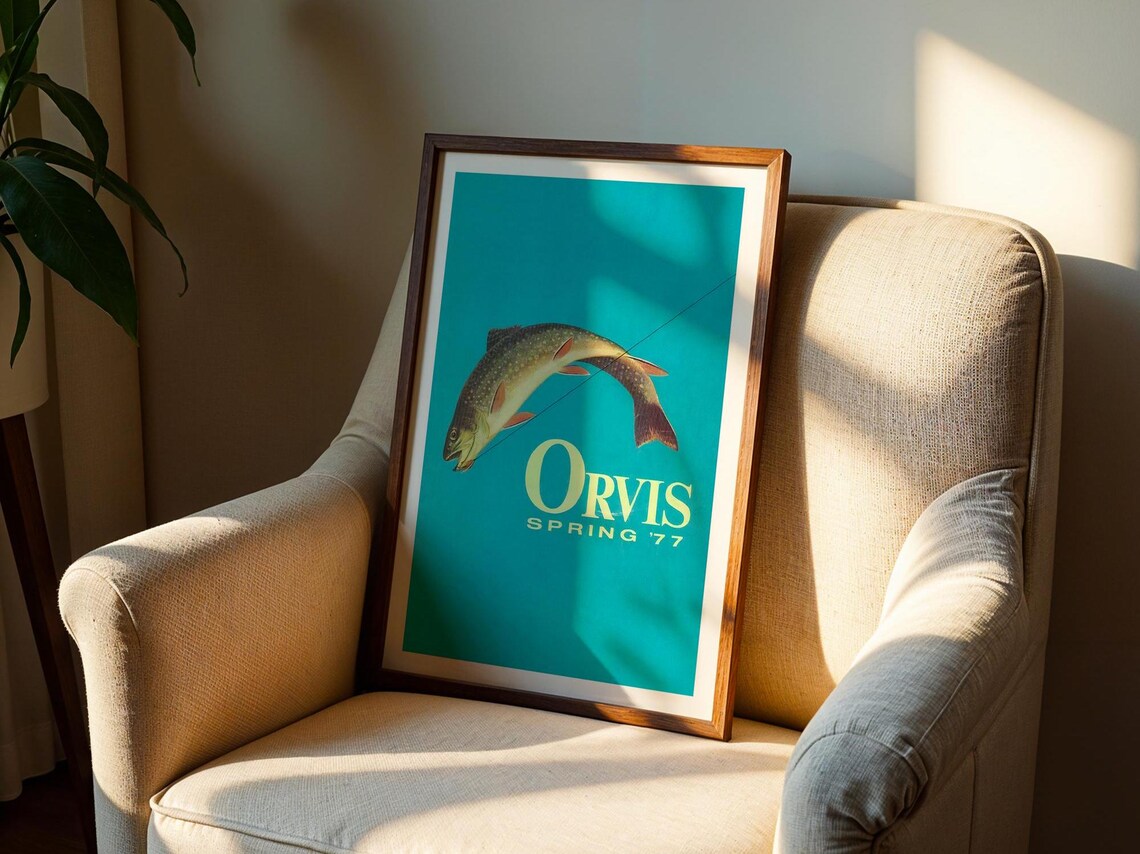 Orvis Spring 77 Leaping Trout Vintage Fly Fishing Wall Art Poster - Image 3