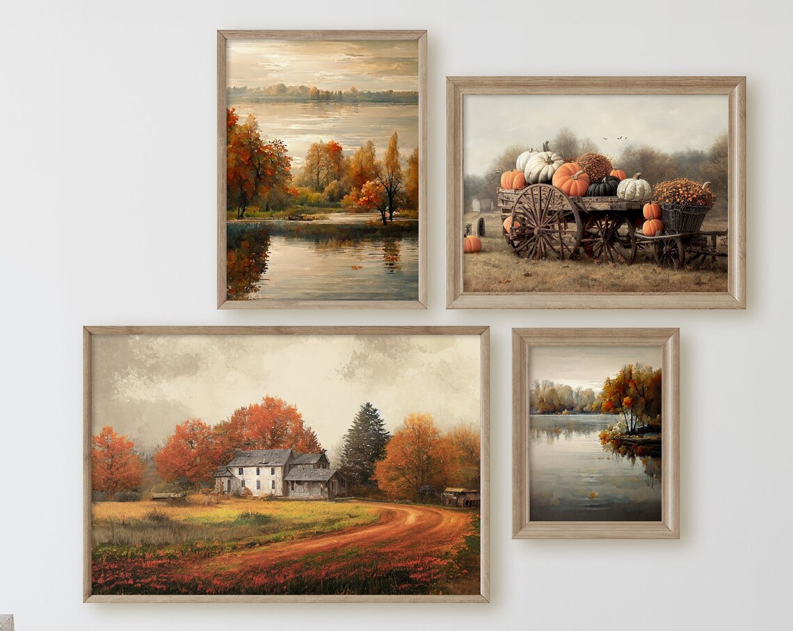 Autumn Gallery Set, Fall Foliage Landscape Art Print
