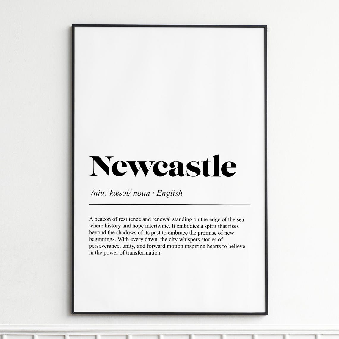 Newcastle City Definition Elegant Dictionary Typography Gift Poster