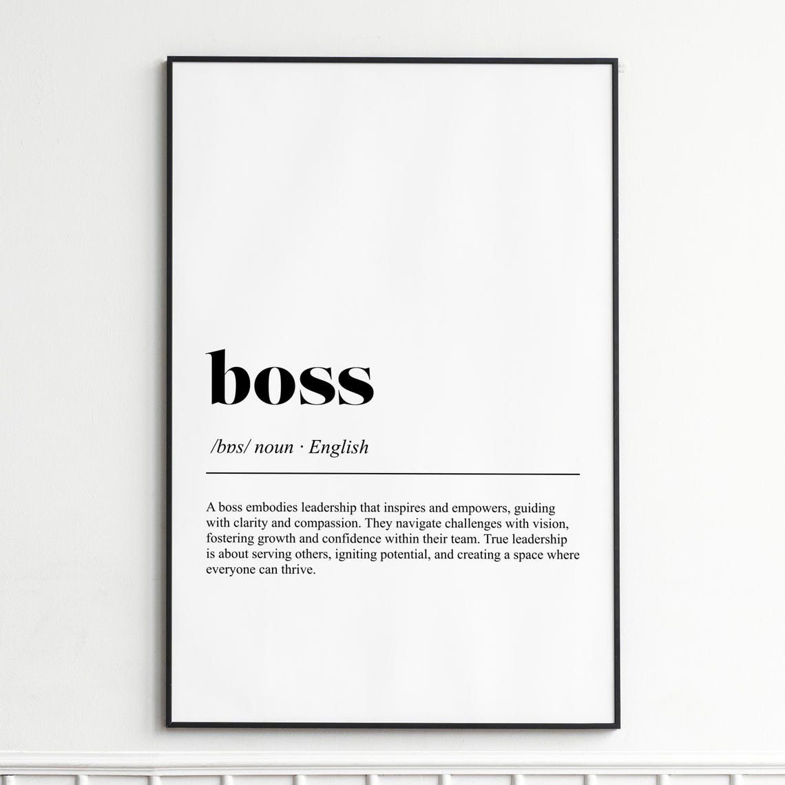 Boss Definition Print Inspirational Typography Wall Art Modern Dictionary Poster Gift For Leaders And Managers