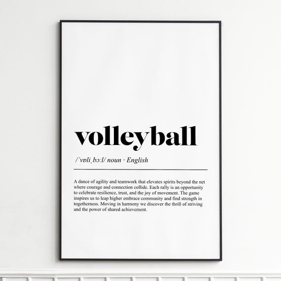 Volleyball Sport Print Definition Modern Typography Wall Art Minimalist Dictionary Poster Sports Room Decor