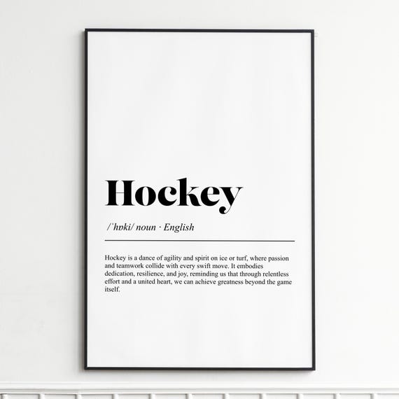 Hockey Art Print Inspirational Sports Quote Wall Modern Minimalist Decor Gift For Fans