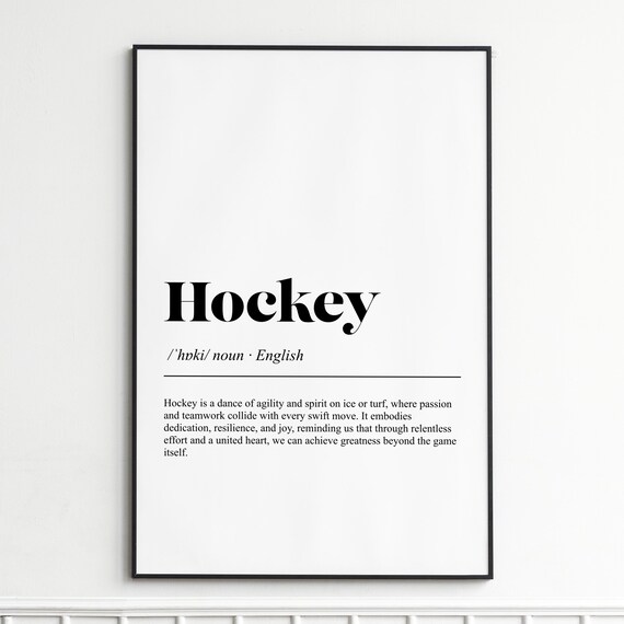 Hockey Definition Ice Sport Word Art Typography Minimalist Decor Poster