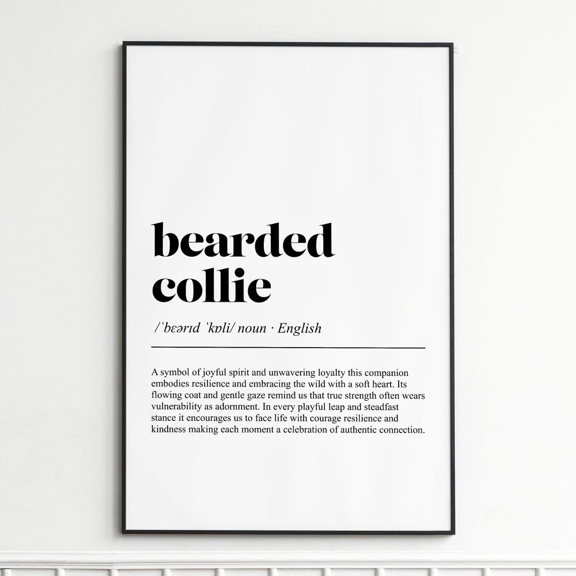 Bearded Collie Dog Definition Dictionary Typography Lover Poster
