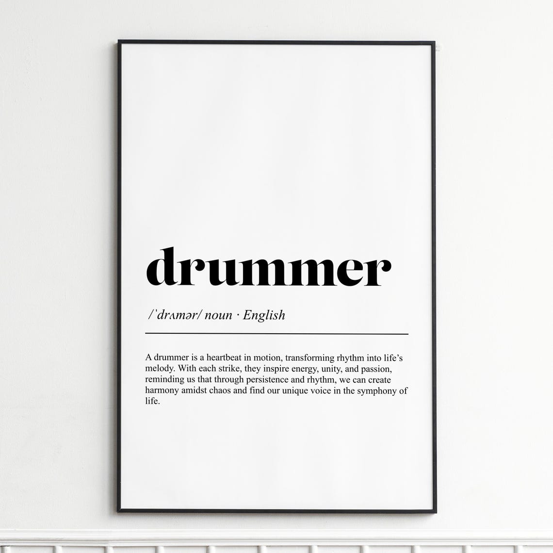 Drummer Definition Print Inspirational Dictionary Wall Art Modern Typography Poster Home Decor