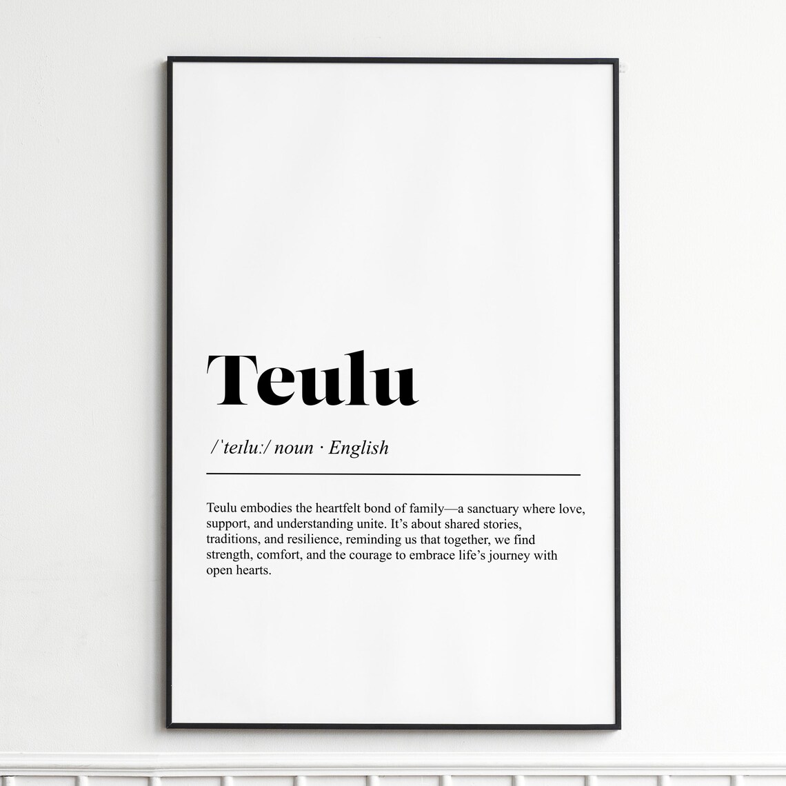 Teulu Family Bond Definition Typography Dictionary Style Poster