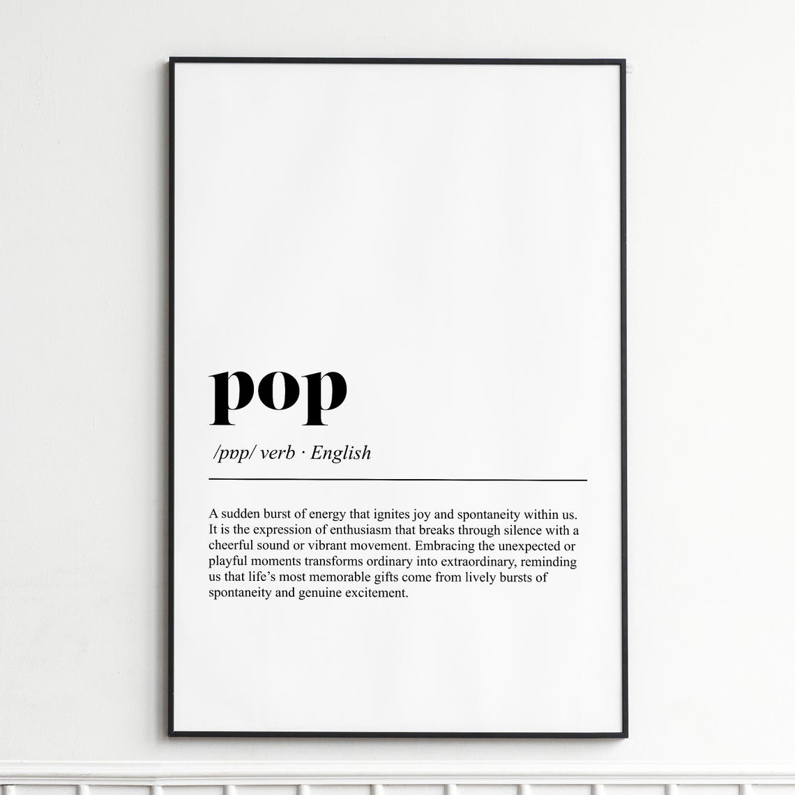 Pop Burst of Joy Spontaneity Dictionary Definition Typography Poster